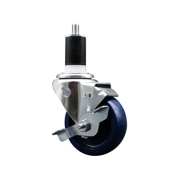 3.5'' SS Solid Poly Swivel 1-1/2'' Expanding Stem Caster with Brake
